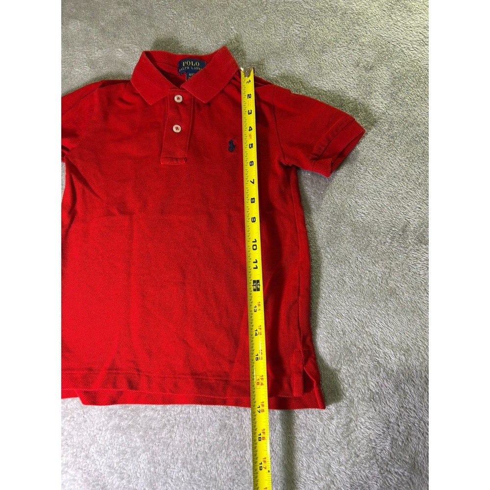 Polo Ralph Lauren Short Sleeve Polo Shirt Red Cotton  Boys 4T Logo Button - Picture 7 of 7